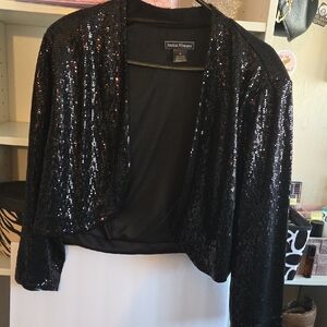💖Jessica Howard Black Sequin Cropped Bolero